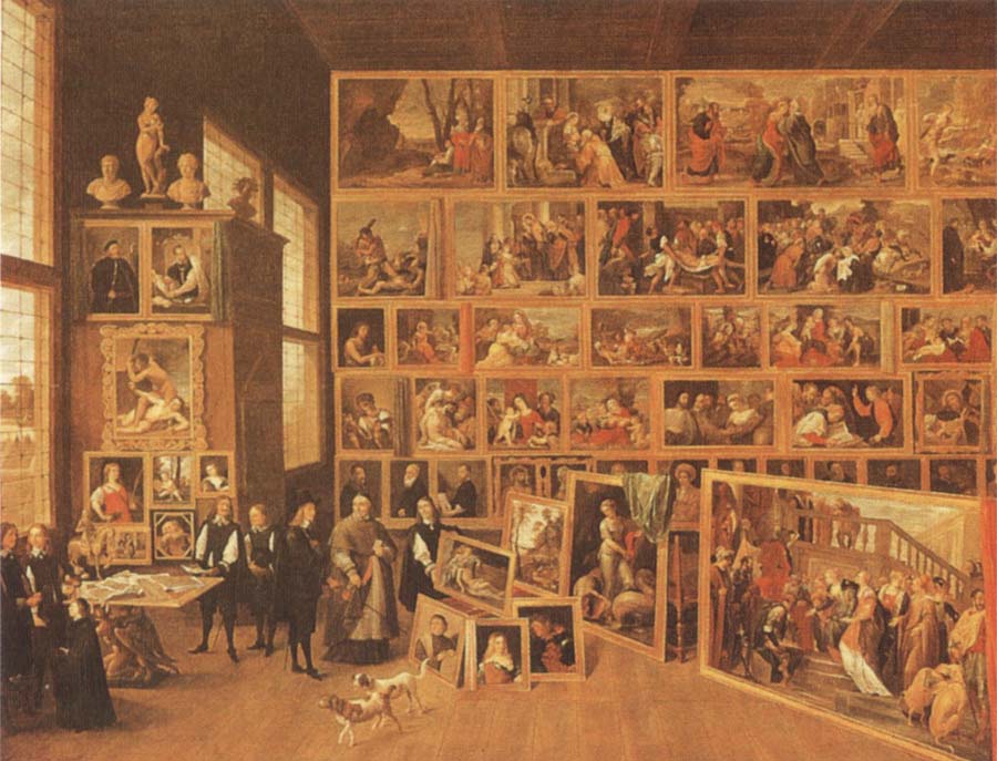 TENIERS, David the Younger Archduke Leopold william in his gallery at Brussels